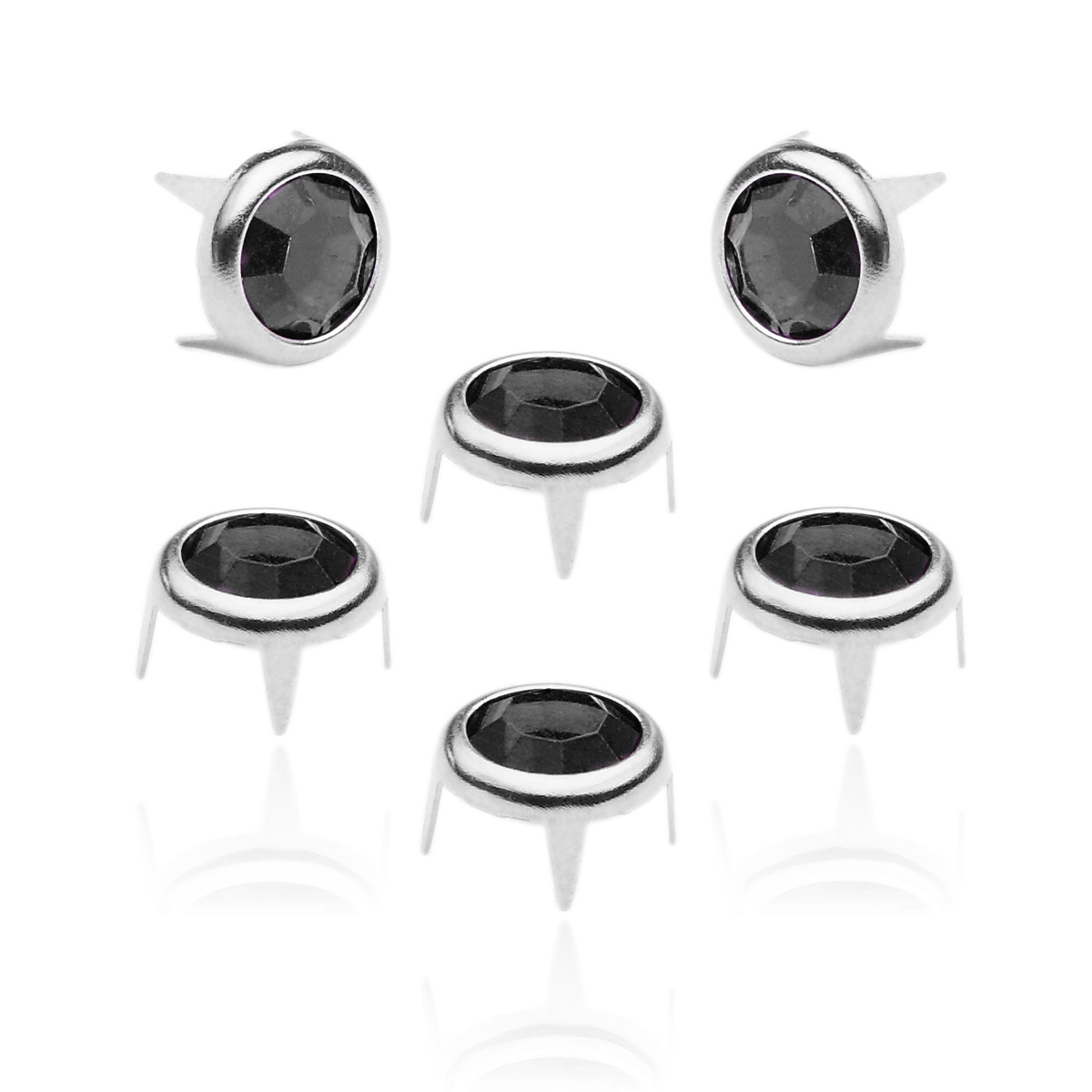 8 mm Strassnieten Silber Schwarz