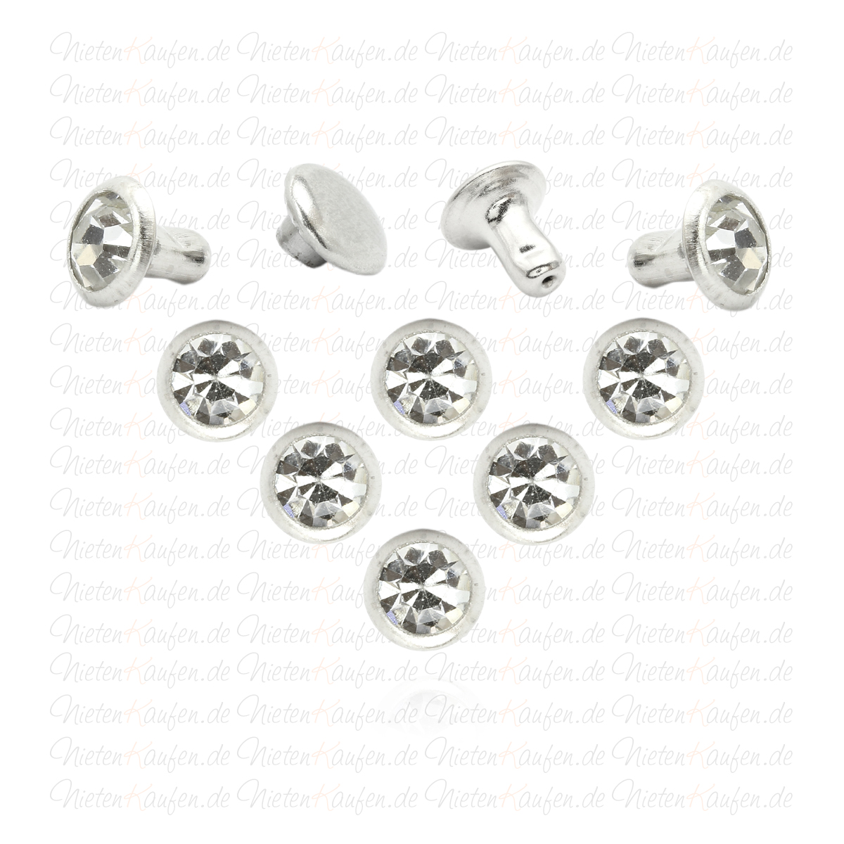 6 mm Chatonnieten - Strassnieten - Hohlnieten Silber Weiß